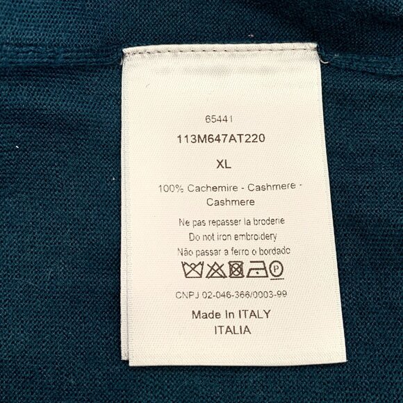 Dior Deep Blue Cashmere Round-Neck Long-Sleeved Sweater XL Logo Embroidery Made - Picture 6 of 7